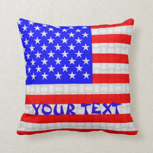 USA Amerika amerikanska flaggan: TILLFOGA TEXT Kudde