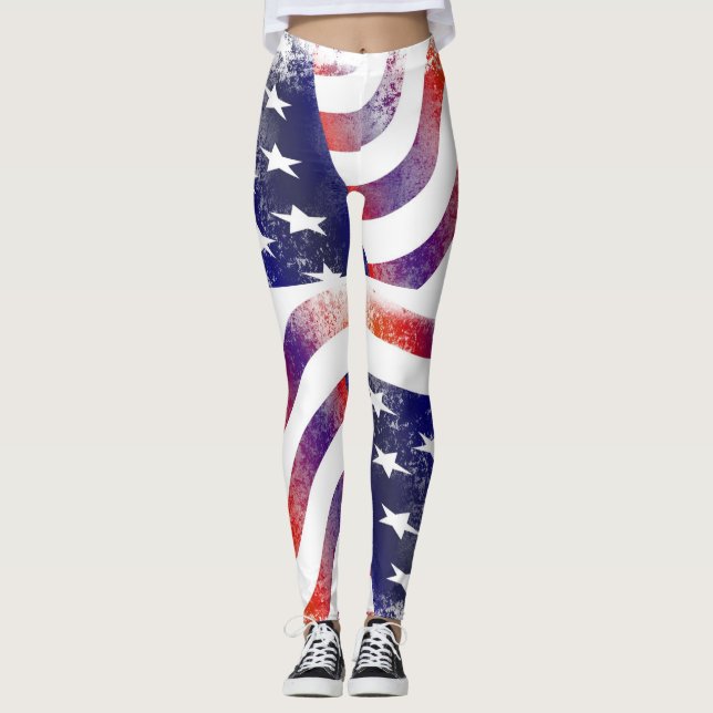 USA Amerika amerikanska flaggandamasker Leggings (Framsida)