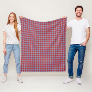 USA Amerika Färg Play Tartan Rött vitt blått Fleecefilt