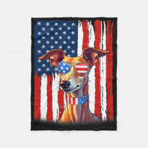 Usa Amerika Flagga Italiensk Mops Hund 4:e Juli Fleecefilt