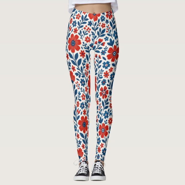 USA/Amerikansk blomsterduk Leggings (Framsida)