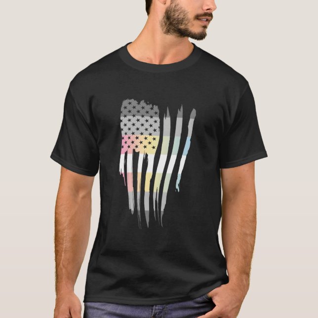 Usa Amerikansk Demifluid Flagga T Shirt (Framsida)