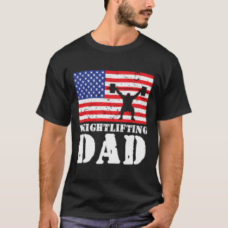 Usa Amerikansk Distressed Flag Tyngdlyftning Pappa T Shirt