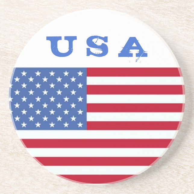 USA Amerikansk Flagga 4:e Juli Coaster Underlägg Sandsten (Framsidan)