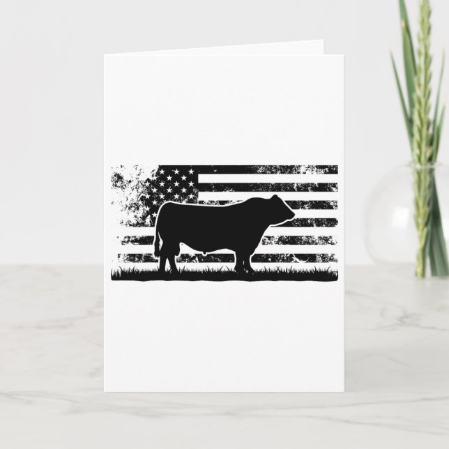 Usa Amerikansk Flagga - Amerika Ko Black Angus Ran Kort (Framsida)