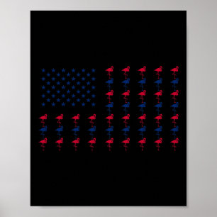 Usa Amerikansk Flagga Flamingo Älskare 4 Juli Patr Poster