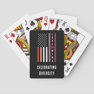 USA Amerikansk Flagga Kärlek Vinner LGBTQ Lesbisk Casinokort