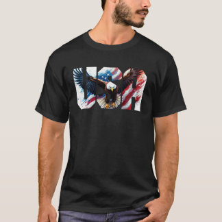 USA Amerikansk Flagga Kvinnor Män Vitörad Havsörn  T Shirt