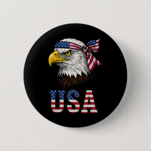 Usa Amerikansk Flagga Män Kvinnor Barn Bald Eagle  Knapp