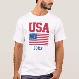 USA, amerikansk Flagga och Datum T Shirt