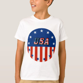 USA - Amerikansk Flagga och stjärnor i Circle Shir Tee Shirt