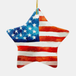 USA Amerikansk Flagga Patriot 4:e Juli Parad Värnp Julgransprydnad Keramik