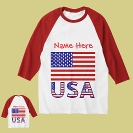 USA Amerikansk Flagga Röd Personlig Herr T Shirt