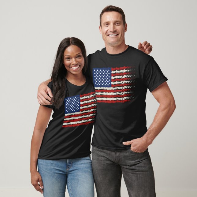 USA Amerikansk Flagga Sköld Patriotisk  T Shirt (Unisex)