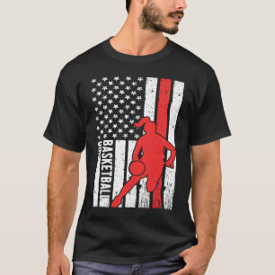 USA Amerikansk Flagga Stolt Basketboll Flicka Patr T Shirt