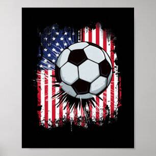 Usa Amerikansk Flagga Vintage Fotboll 4 Juli Patri Poster