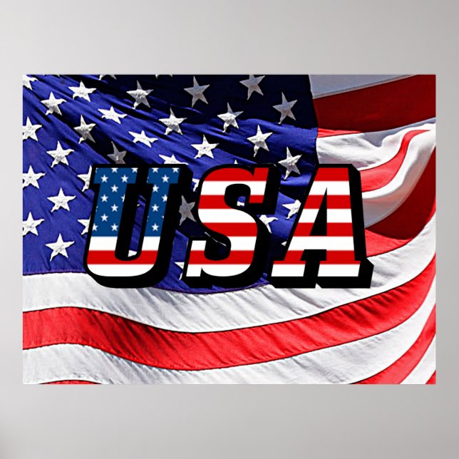 USA - Amerikansk flaggposter Poster (Framsidan)