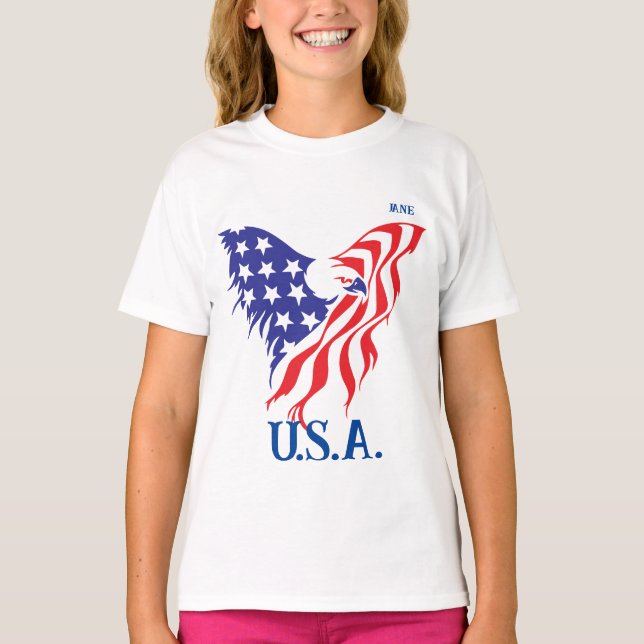 "USA." Amerikanska Eagle Monogram T Shirt (Framsida)