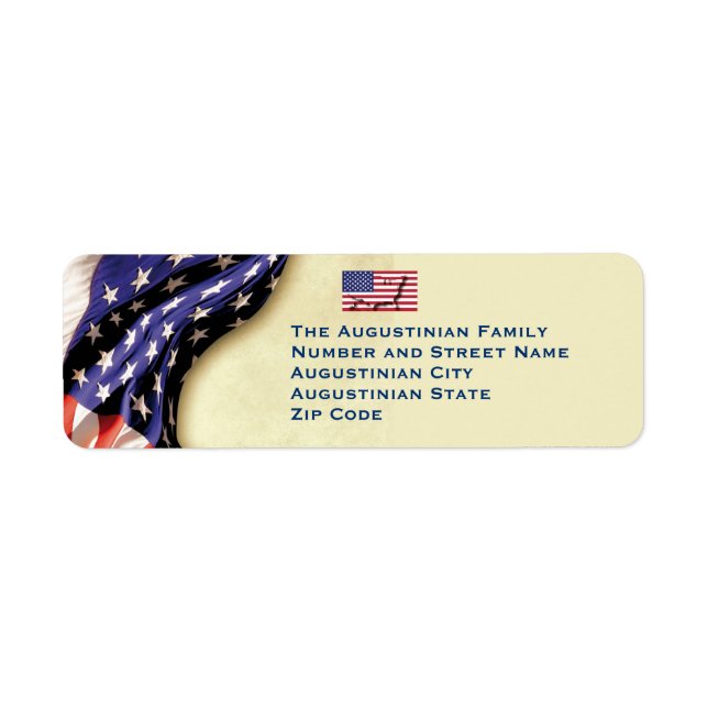 USA | Amerikanska Flagga | Anpassad patriotisk ret Returadress Etikett (Framsidan)