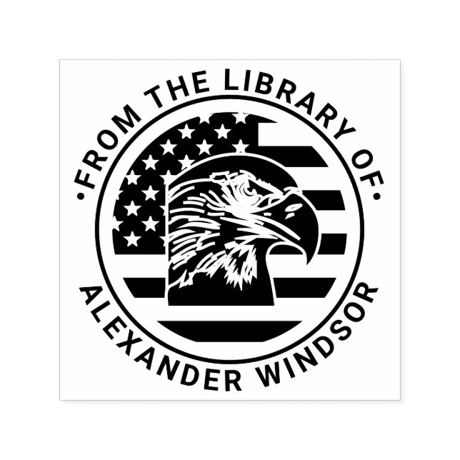 USA Amerikanska Flagga, Eagle Head Bibliotek Bok N Självfärgande Stämpel (Design)