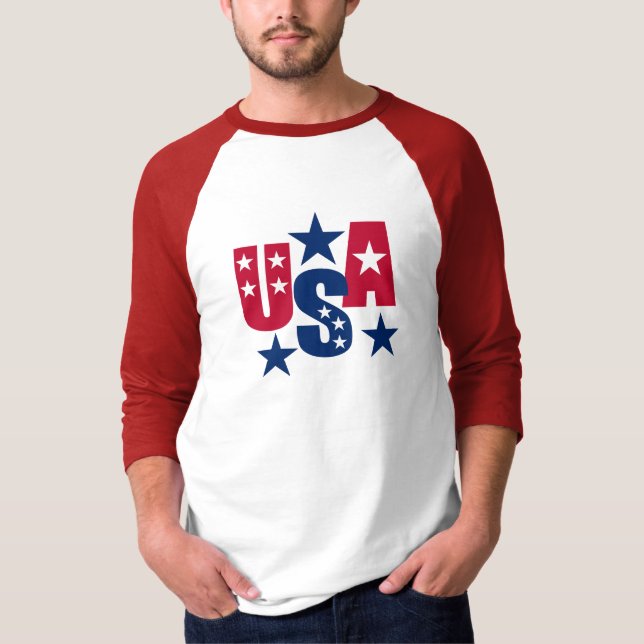 USA Amerikanska Flagga Färg T Shirt (Framsida)