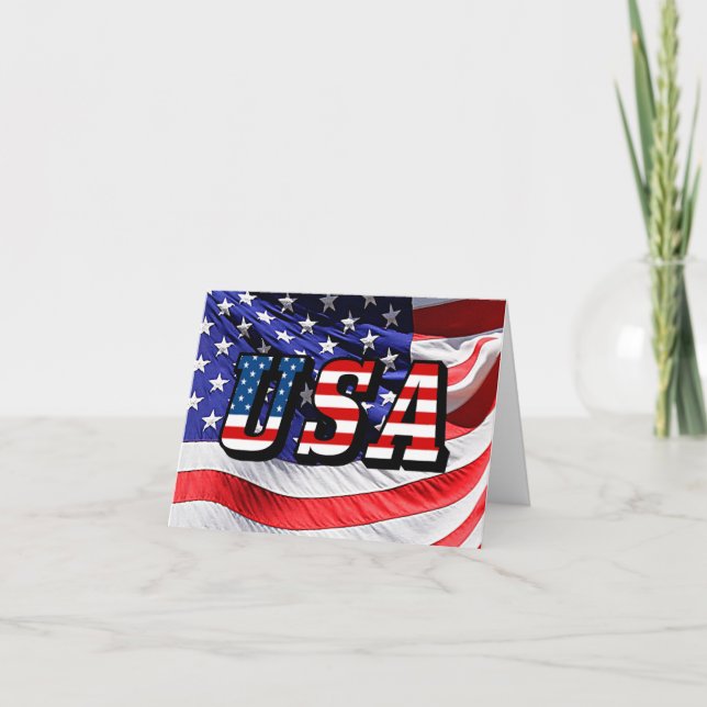 USA - Amerikanska Flagga Greeting Card Kort (Framsida)