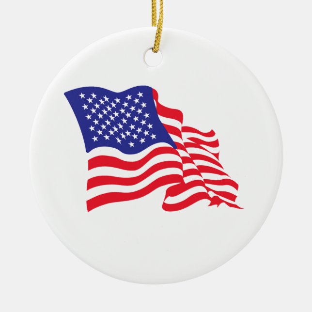 USA/Amerikanska Flagga Julgransprydnad Keramik (Framsidan)