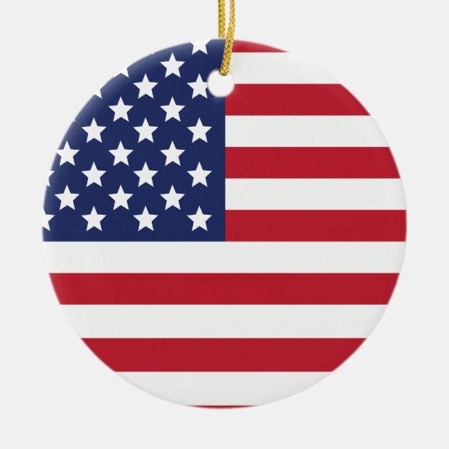 USA Amerikanska Flagga Julgransprydnad Keramik (Framsidan)