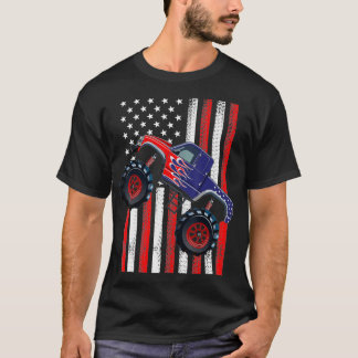 USA amerikanska Flagga Monster Lastbil 4:e juli Pa T Shirt