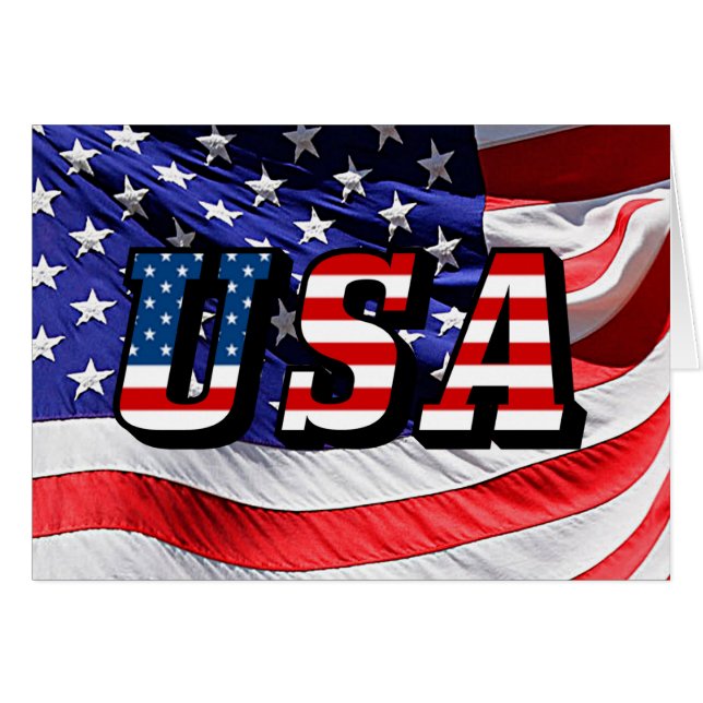 USA - Amerikanska Flagga OBS Kort (Framsidan Horizontal)