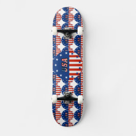 USA - Amerikanska Flagga och stjärnor i Circle Ska Mini Skateboard Bräda 18,7 Cm