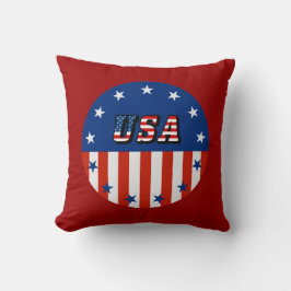 USA - Amerikanska Flagga och stjärnor i cirkel Kudde
