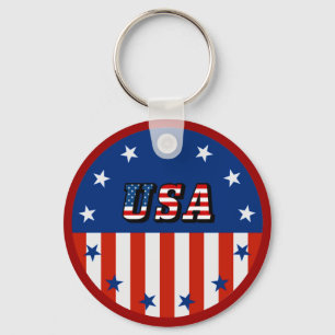 USA - Amerikanska Flagga och stjärnor i cirkel Nyckelring