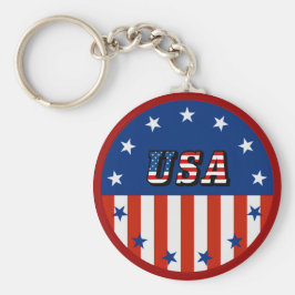 USA - Amerikanska Flagga och stjärnor i cirkel Nyckelring