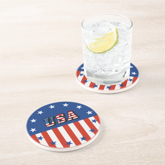 USA - Amerikanska Flagga och stjärnor i cirkel Underlägg (Sidan)