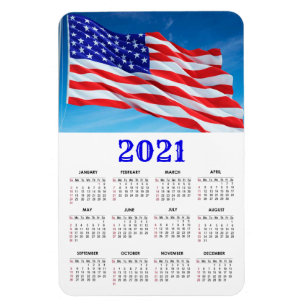 USA Amerikanska Flagga Patriotic 2021 Calendar Magnet
