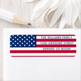 USA Amerikanska Flagga Patriotic Land Rött vitt bl Returadress Etikett