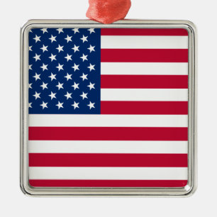 USA Amerikanska Flagga Stars och stripes Julgransprydnad Metall