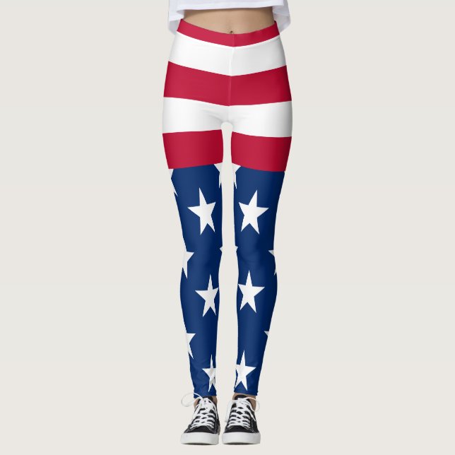 USA Amerikanska Flagga Stars och stripes Leggings (Framsida)