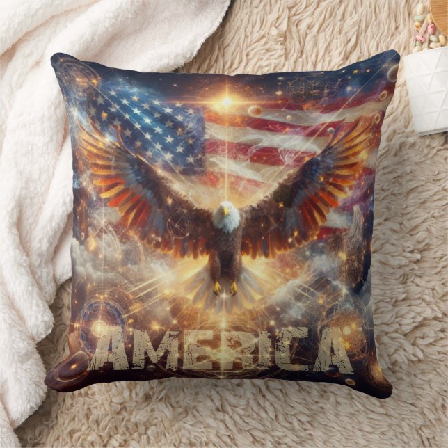 USA Amerikanska Flagga - Stars och stripes - Örn Kudde (Filt)