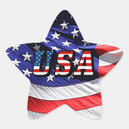 USA - Amerikanska Flagga Stjärnformat Klistermärke