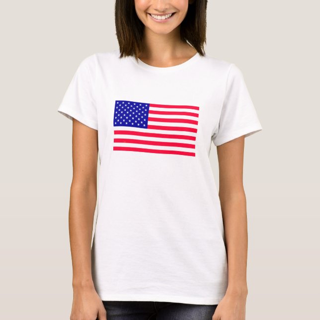 USA amerikanska Flagga Womens Tshirts Clothing (Framsida)