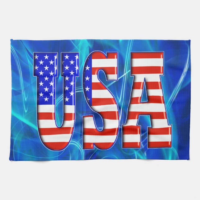 USA AMERIKANSKA FLAGGAN KÖKSHANDDUK (Horisontell)