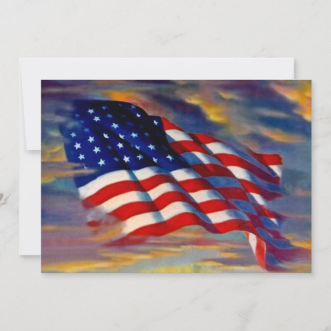 USA amerikanska flaggan vinkar tomma inbjudningar (Framsida)