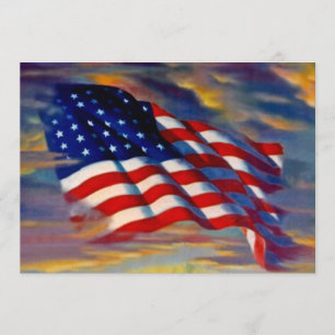 USA amerikanska flaggan vinkar tomma inbjudningar