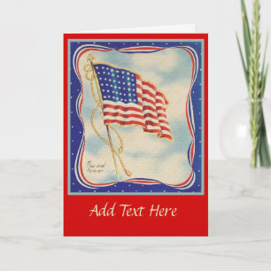 USA AMERIKANSKA FLAGGANVINTAGE KORT