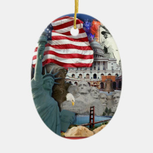 USA Amerikanska symboler Julgransprydnad Keramik