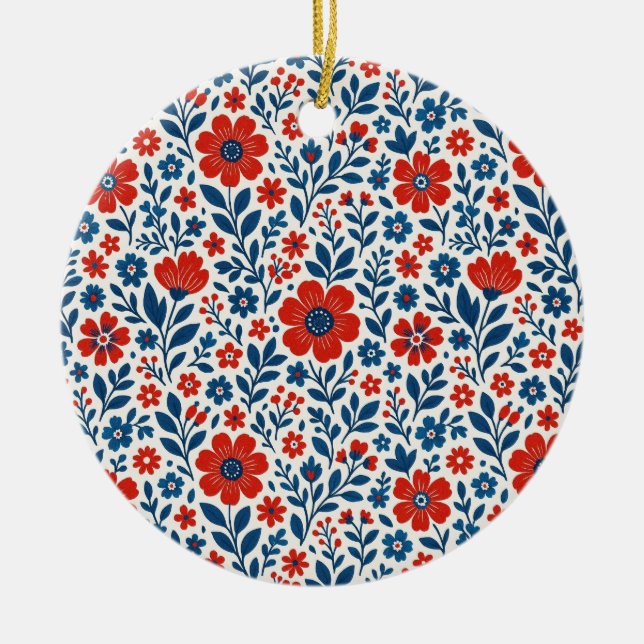 USA/amerikanskt blomster-mönster Julgransprydnad Keramik (Framsidan)