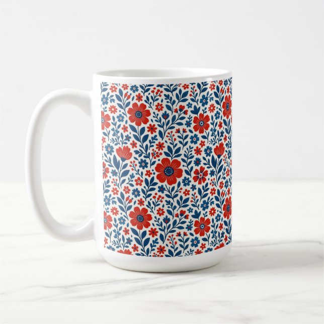 USA/amerikanskt blomstermönster Kaffemugg (Vänster)