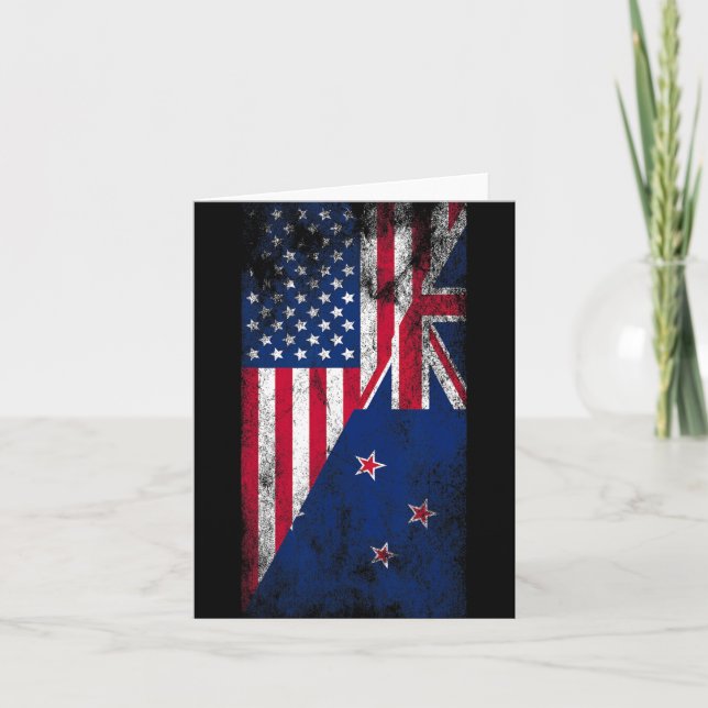 Usa &amp; New Zealand Flags - Us Of America Kiwi,  Kort (Framsida)